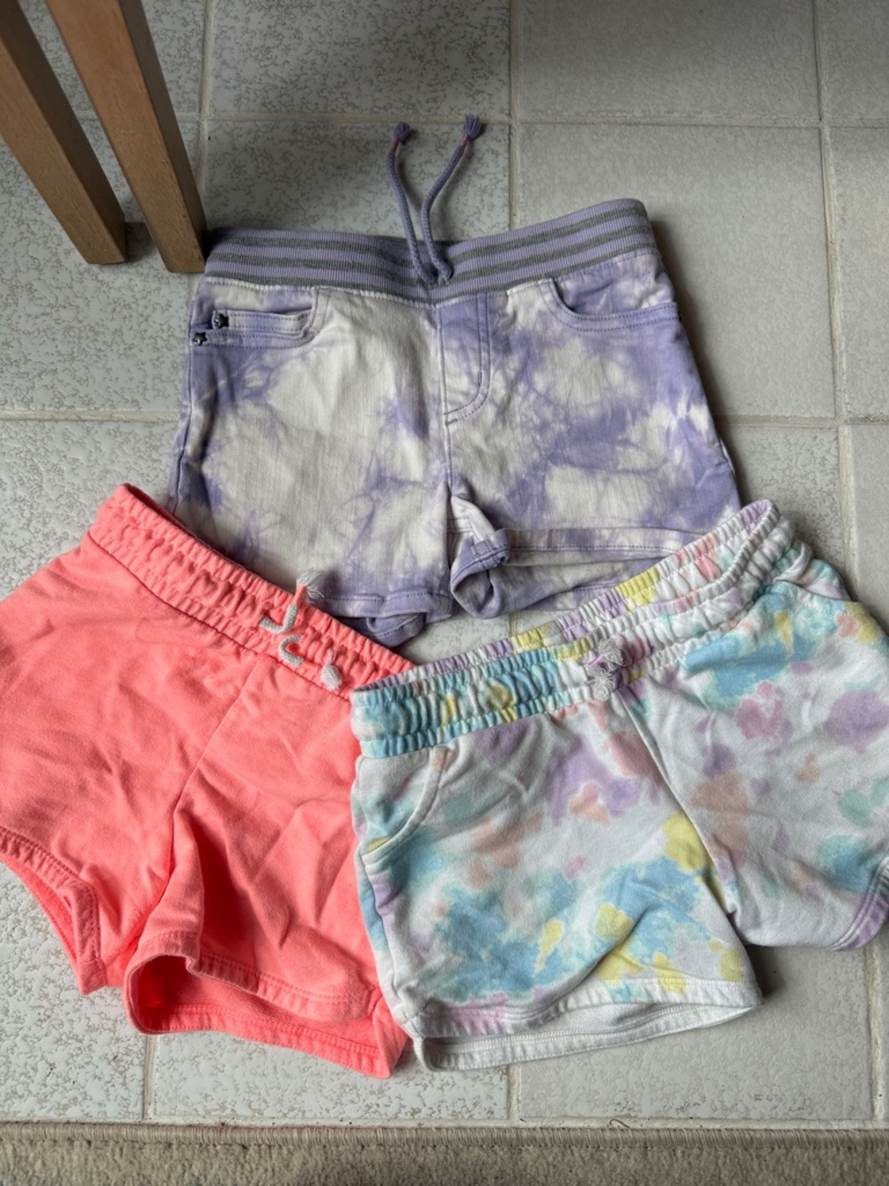 Kids Tie-Dye and Coral Cotton Shorts - Pack of 3
